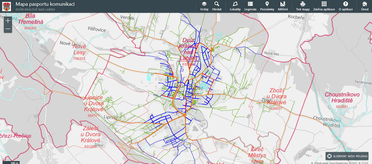 Mapový portál města Dvůr Hradec Králové nad Labem / GeoBusiness