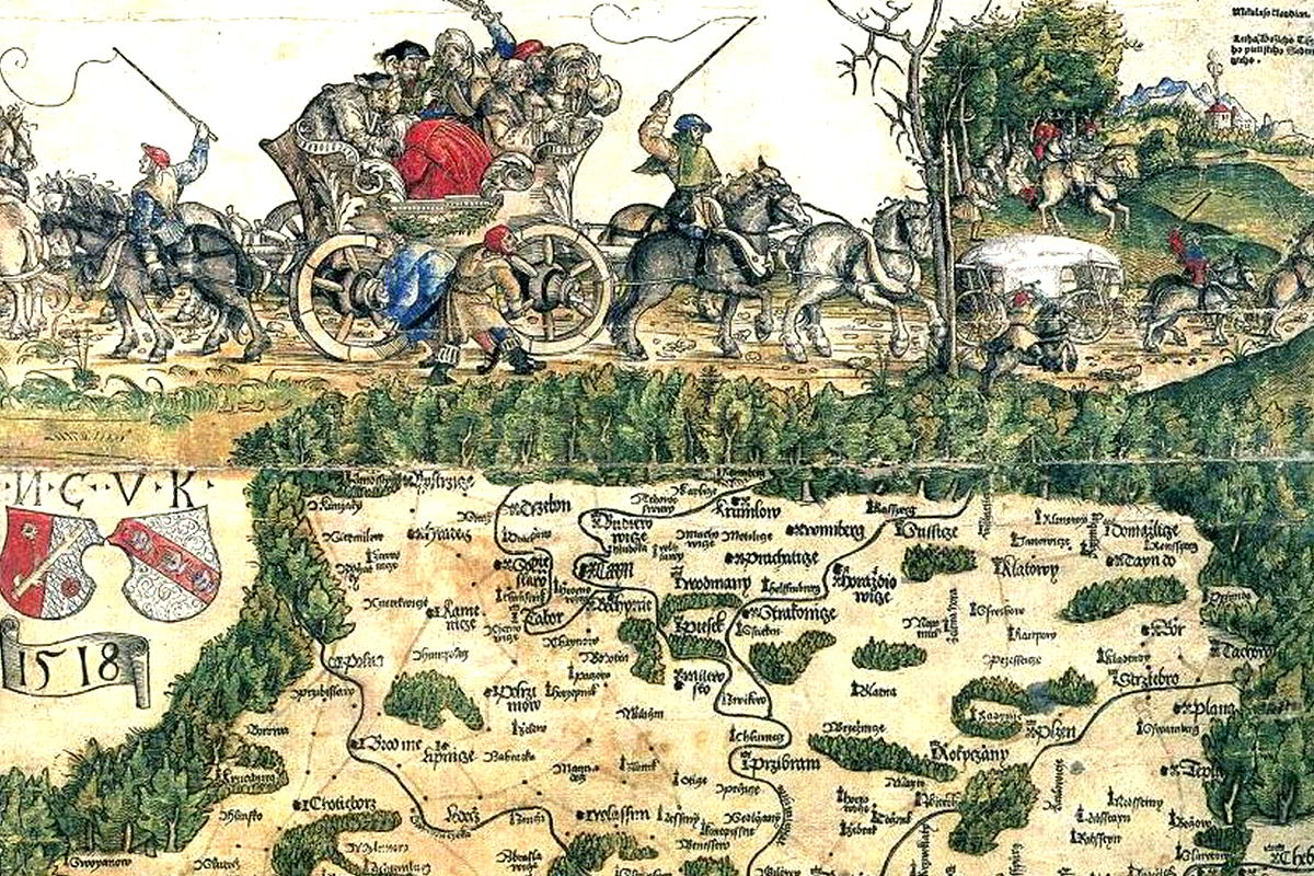 výřez Klaudyánova mapa Čech 1518 / GeoBusiness