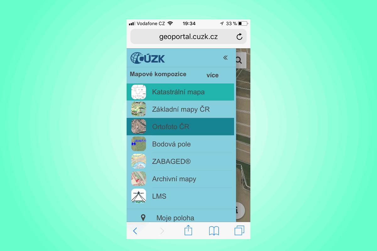 mobilní verze Geoprohlížeč ČÚZK / GeoBusiness