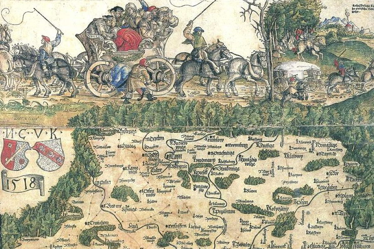 výřez Klaudyánova mapa Čech 1518 / GeoBusiness