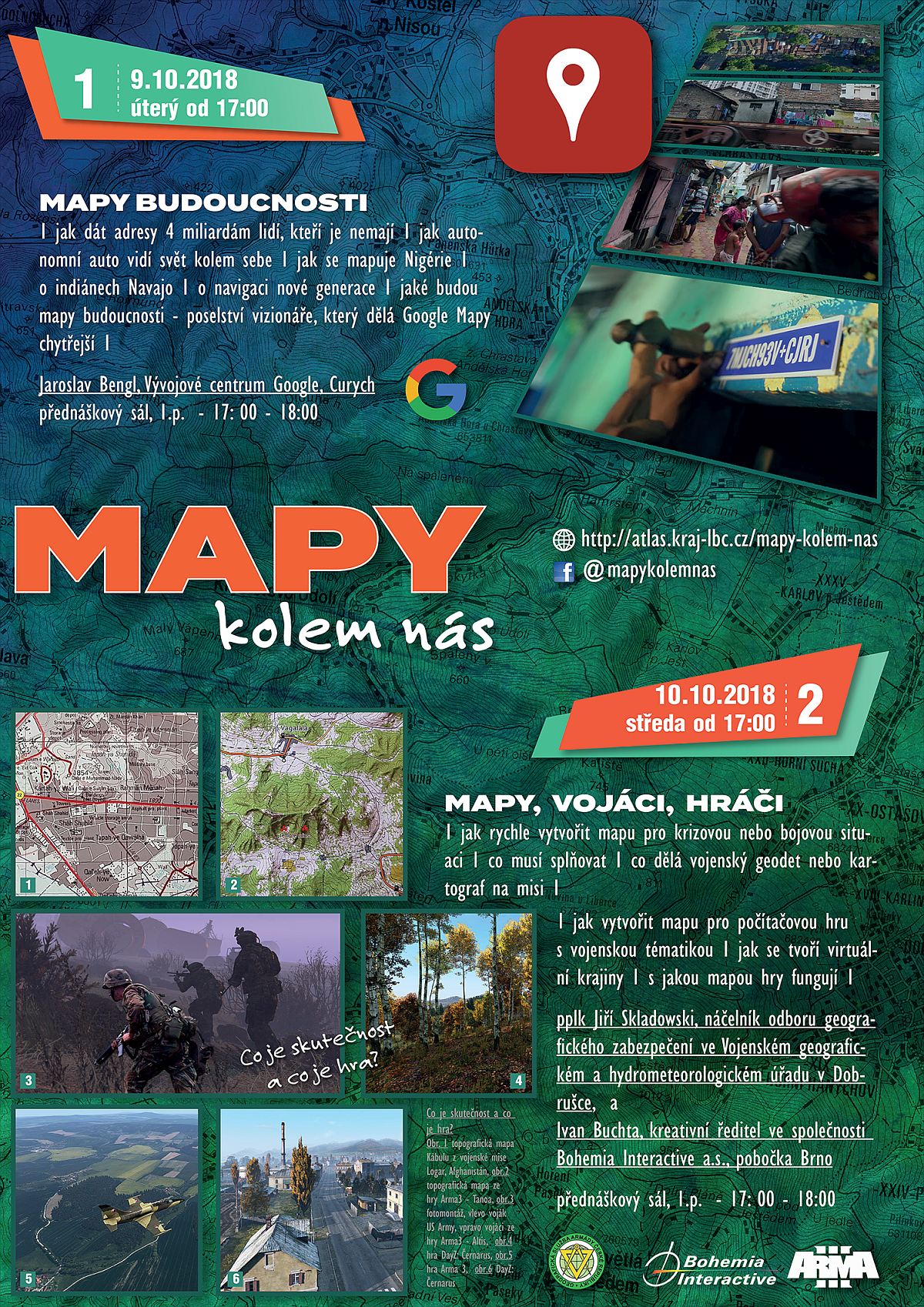 plakát Mapy kolem nás 2018 - přednášky pro veřejnost / GeoBusiness