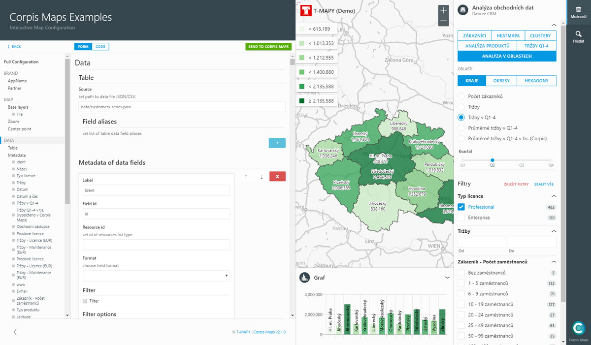 Prostředí Corpis Maps od T-Mapy / GeoBusiness