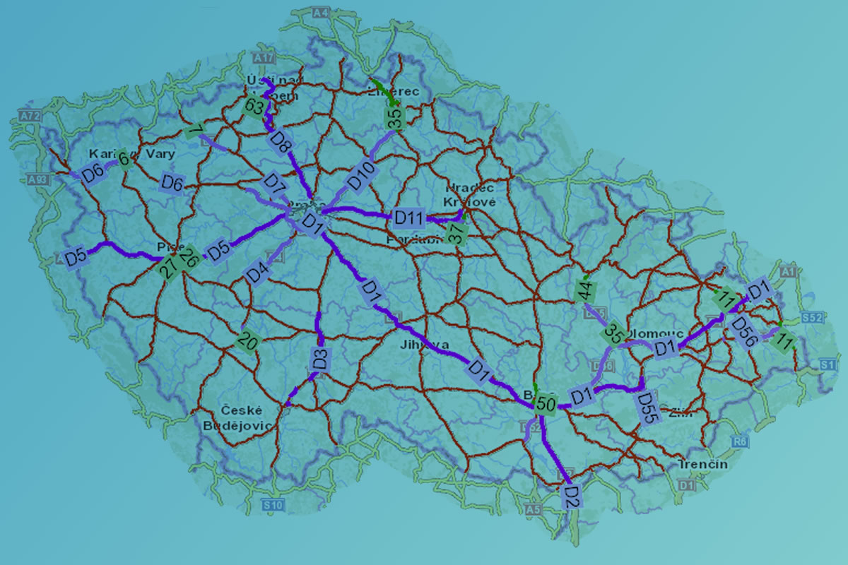 mapa silniční sítě ČR / GeoBusiness