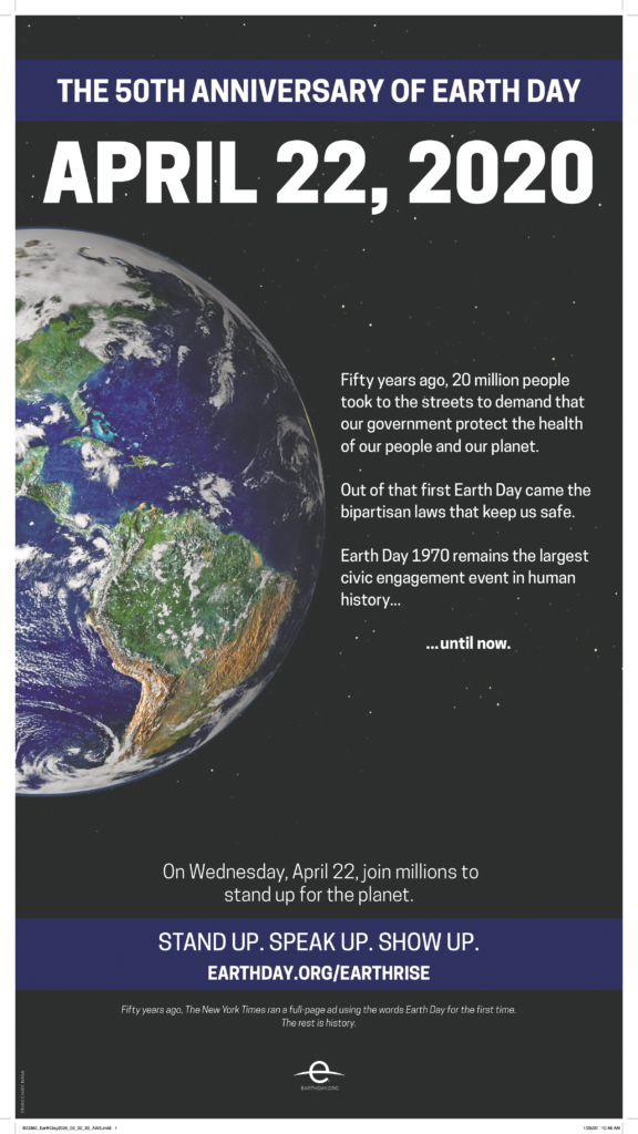 inzerát Earth Day 2020 v The New York Times