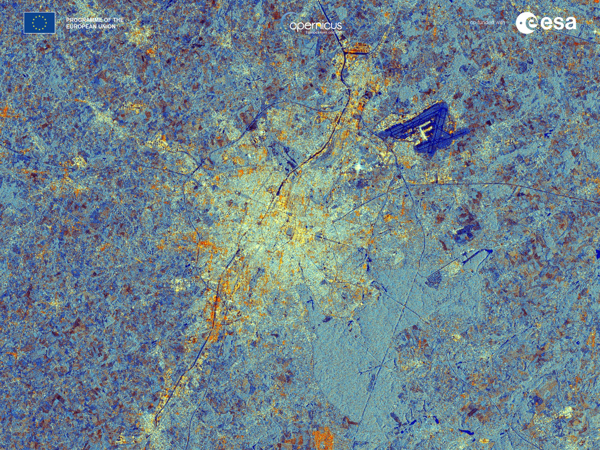 Brusel, Belgie, zachycený Sentinel-1C