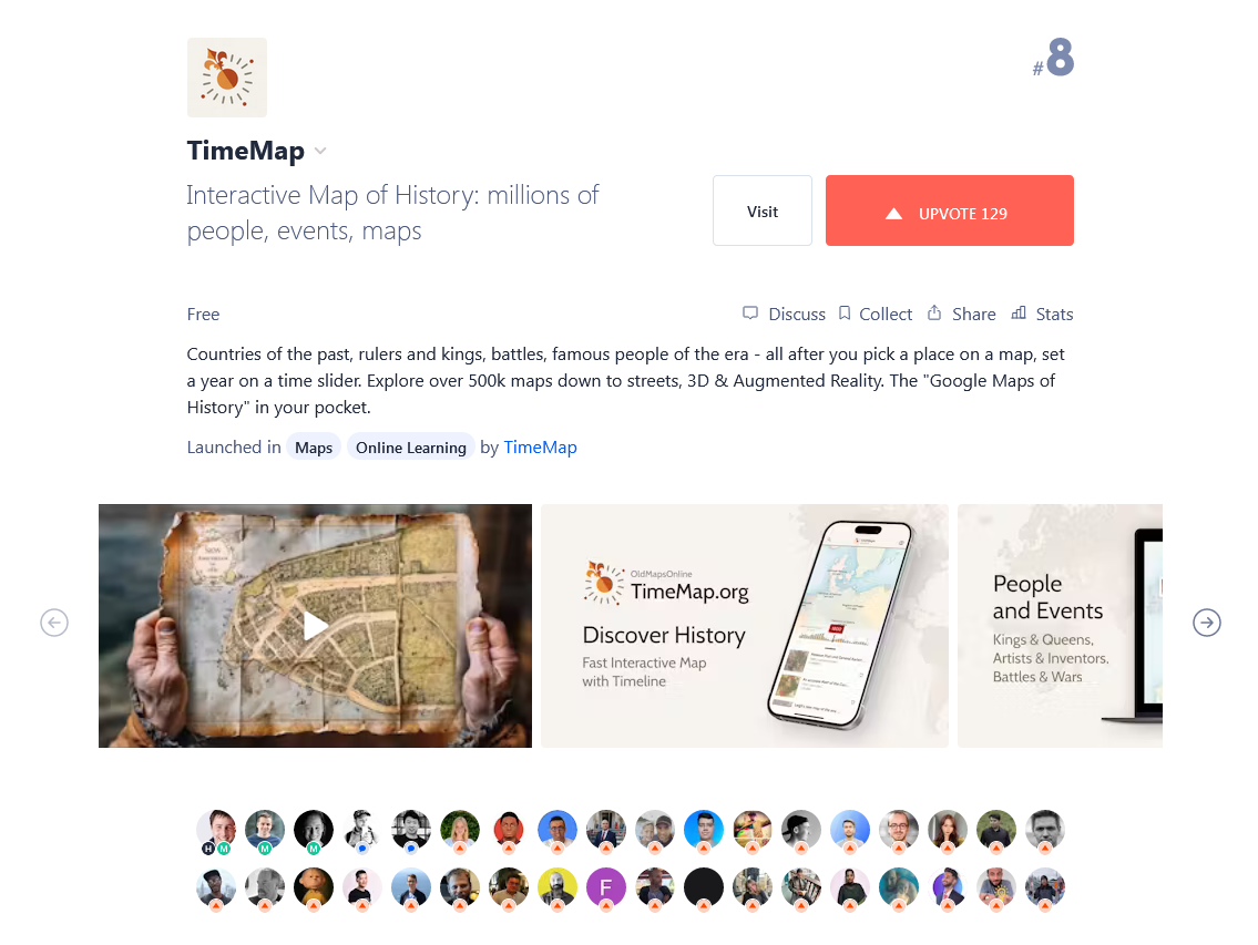 TimeMap na ProductHunt