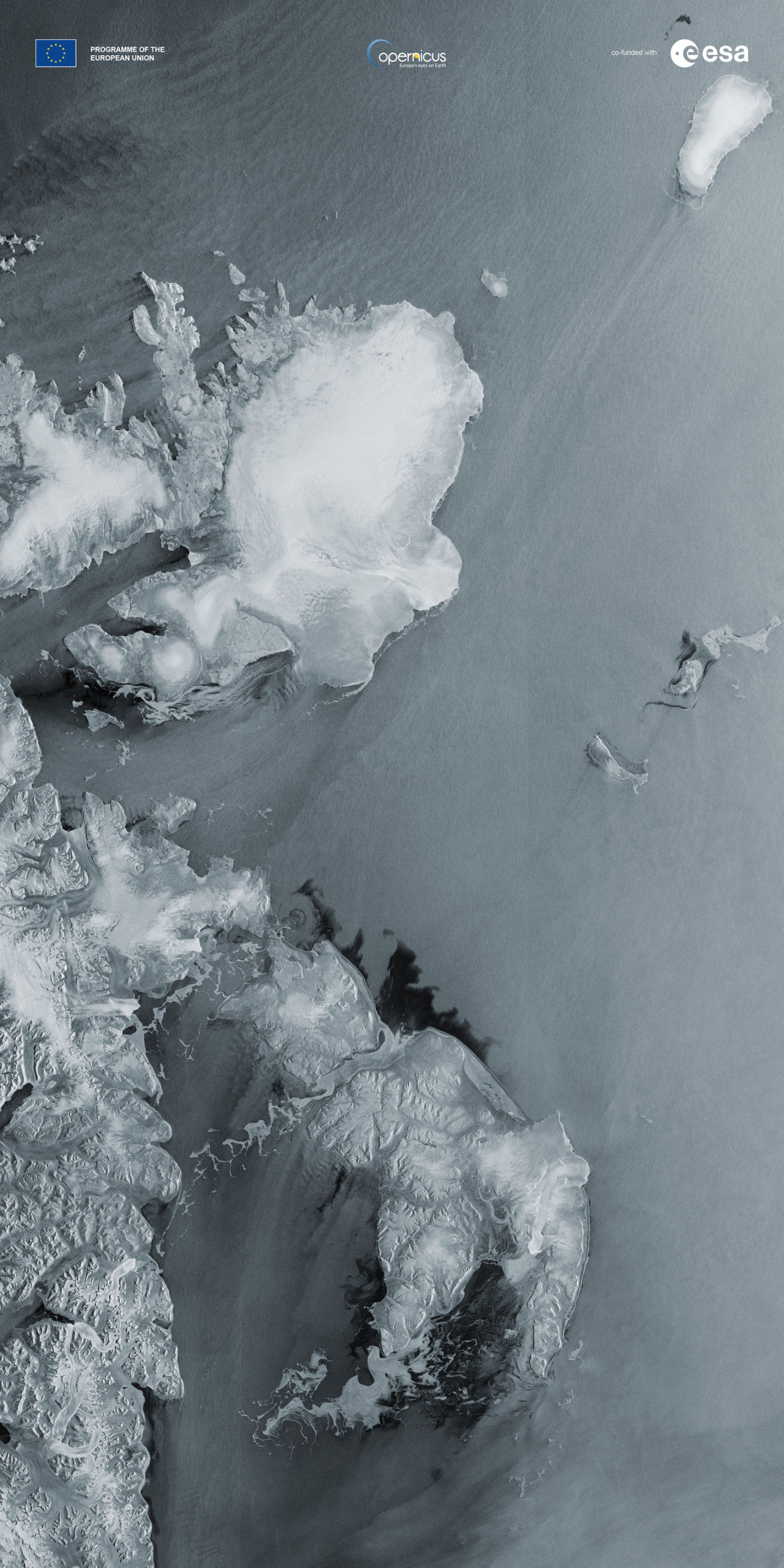 Špicberky, Norsko, pohled ze Sentinel-1C