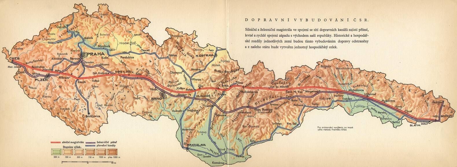 Baťova představa autostrády napříč Československem, ilustrace z Baťovy knihy
