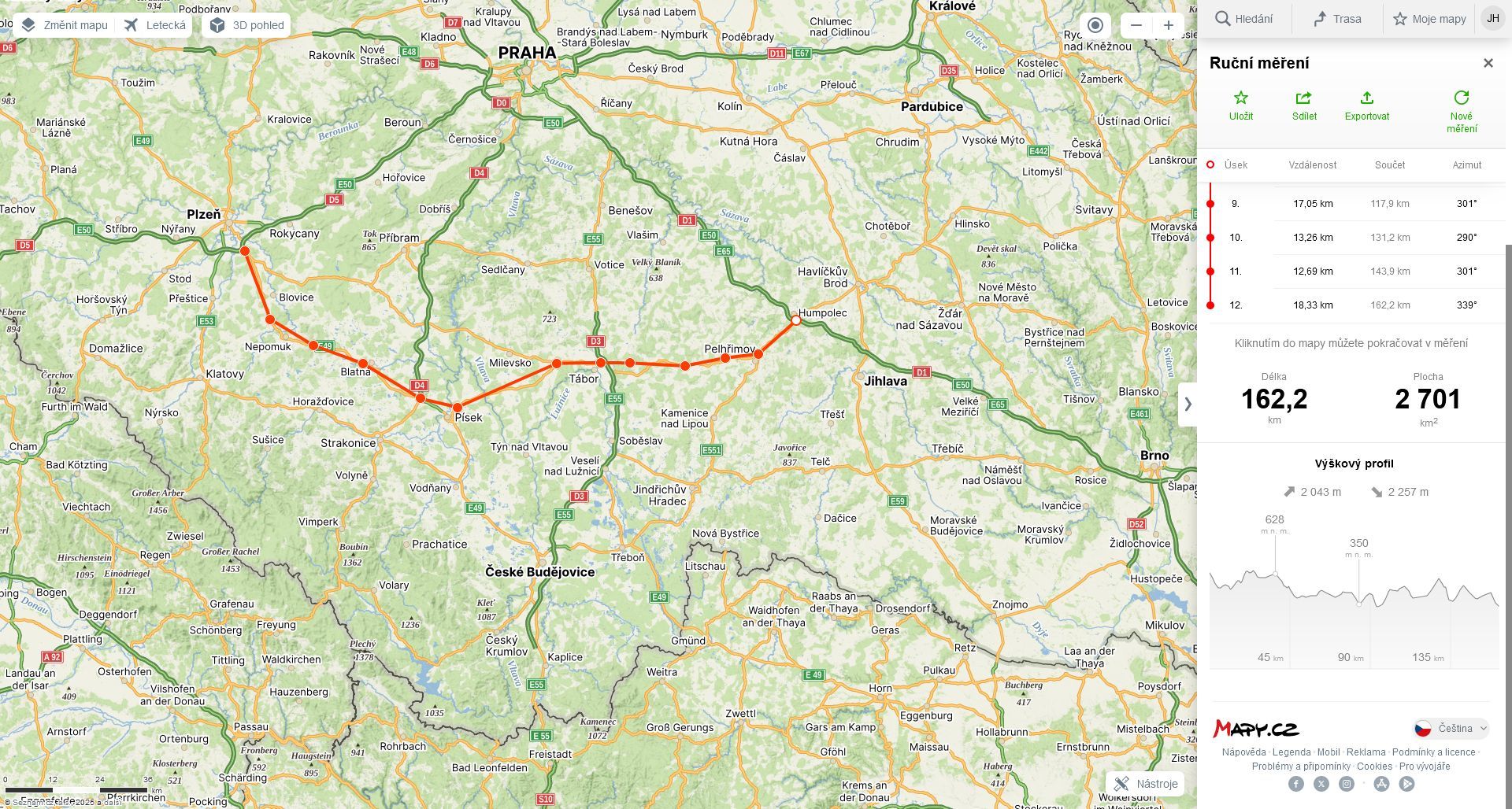 zákres varianty dálnice D19, resp. R19, z forum.ceskedalnice.cz