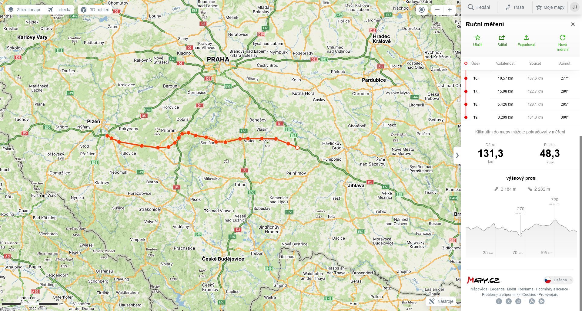 zákres varianty dálnice D19, resp. R19, z forum.ceskedalnice.cz